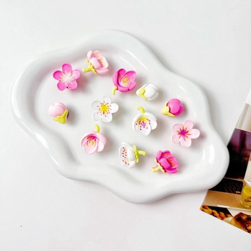 

12 шт. подвеска для обуви Crocs DIY из смолы конфетного цвета вишневые цветы украшения для обуви пряжка для Croc подвески аксессуары для обуви с отверстиями