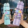 1PC My Mom Always Says Inspirational Quote Print 750ml Color Plastic Sports Water Bottle Leakproof Flip Straw Lid Suitable for Sports Office Home Use
