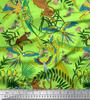 Soimoi Japan Crepe Satin Fabric Branches,Parrot & Leopard Jungle Print Fabric by the metre 42 Inch