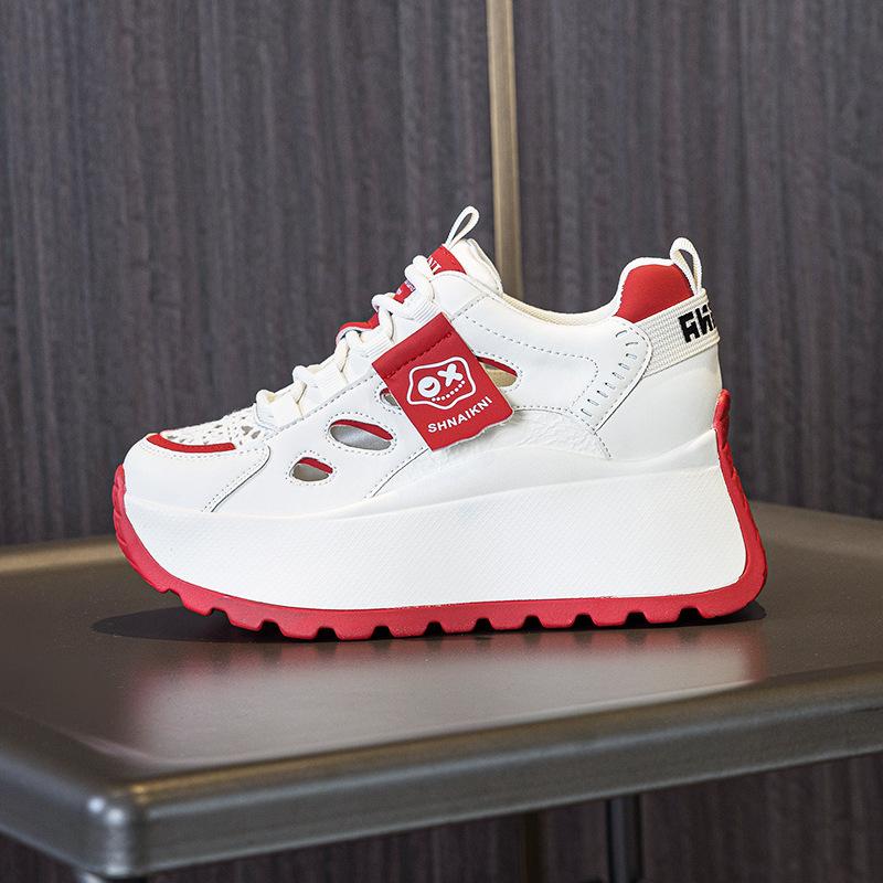 

Spring and autumn new 8 cm muffin thick sole heightening women s shoes versatile ultra-thin sports and leisure shoes sports shoes women s shoes 40 красный