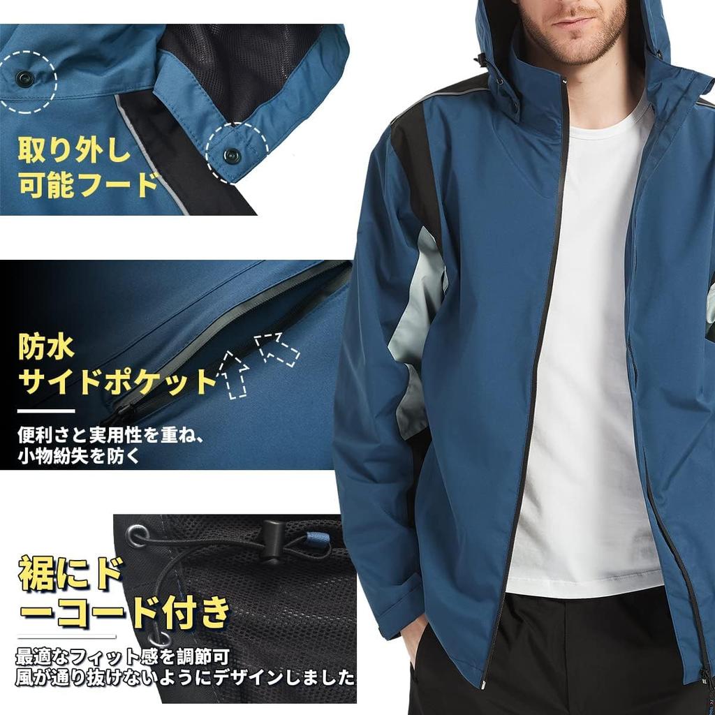 Men's Rain Suit Top and Bottom Set Blue XL Motorcycle Wear Outdoor Golf