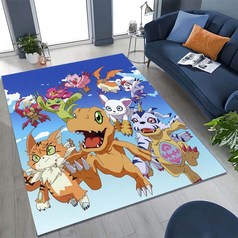 The New (Digimon) Rug Is Suitable for Home Décor in Game Rooms, Bedrooms, Living Rooms, Sofas, and Other Areas.