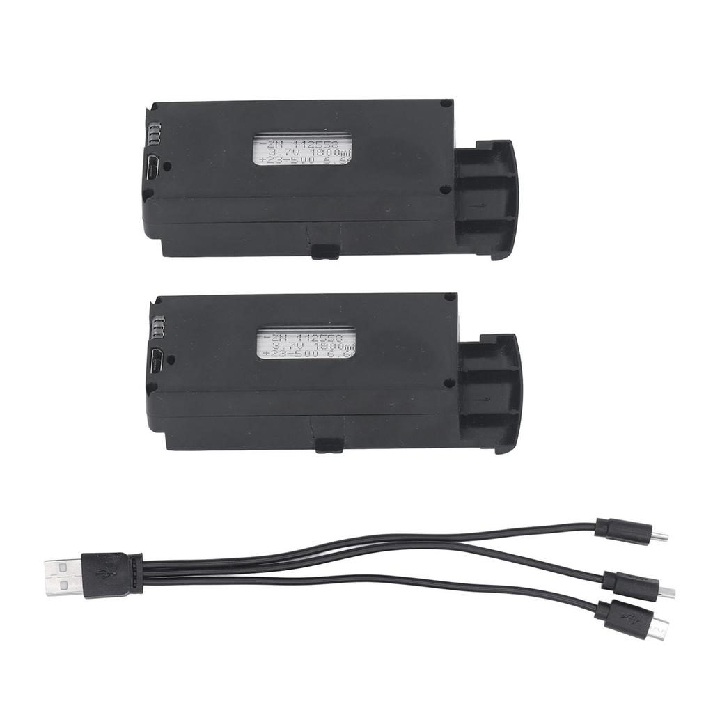 2pcs 3.7V 1800mah Lithium Battery for S6 G6 RC Aircraft Replacement RC Drone Battery Charging Cable 