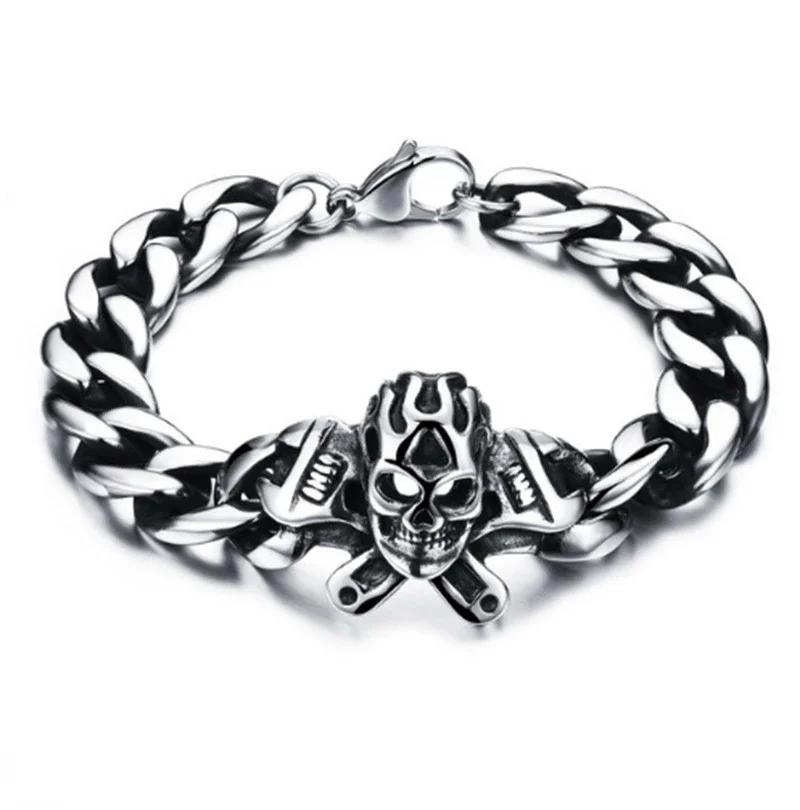 Lion head animal bracelet for men stainless steel braided chain wristband bracelet fashion hip hop jewelry