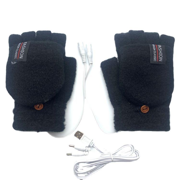 USB-Beheizte Halbfinger-Winterhandschuhe für Herren
