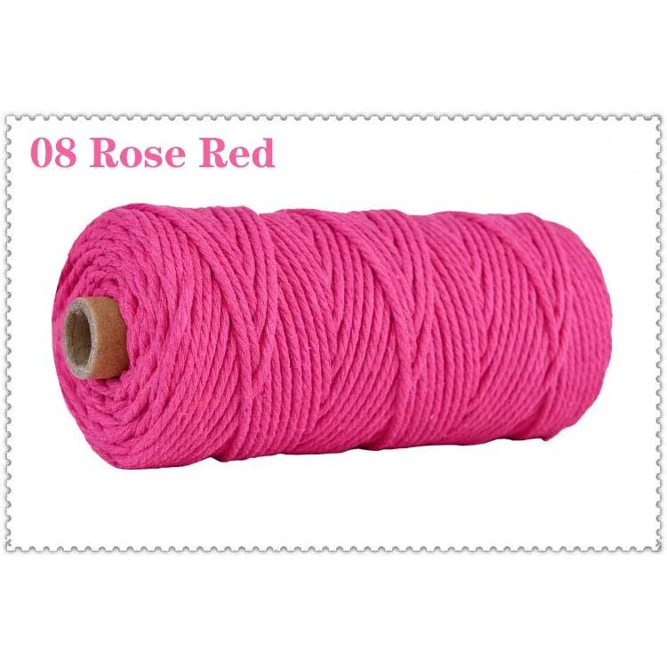 3mm 100% Cotton Cord Colorful Handmade Rope Twisted Macrame String DIY Home Wedding Decoration Supply Film Packaging 100m