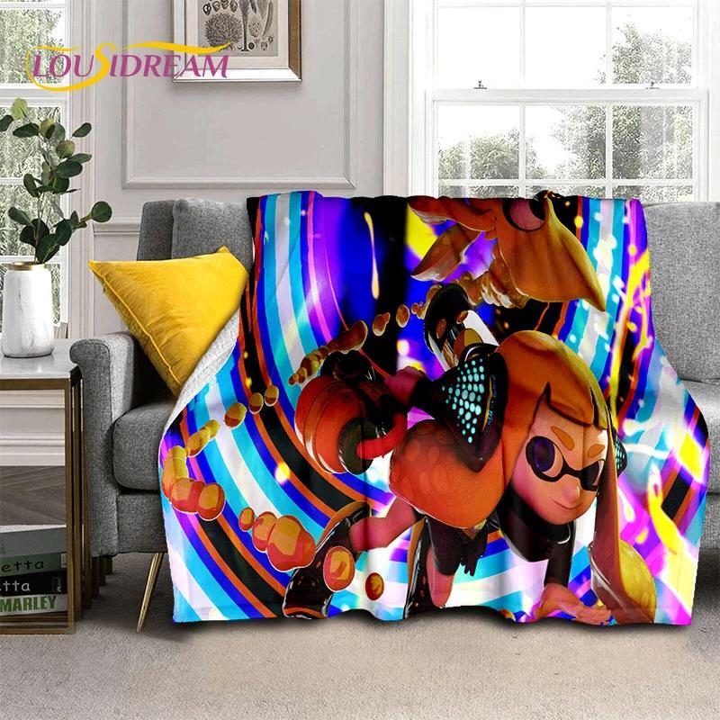 Splatoon3 PC Gamer Cartoon Game Soft Blankets,Keep Warm Throw Blanket Comfortable Blanket for Picnic Beds Sofa Home Bedroom Gift