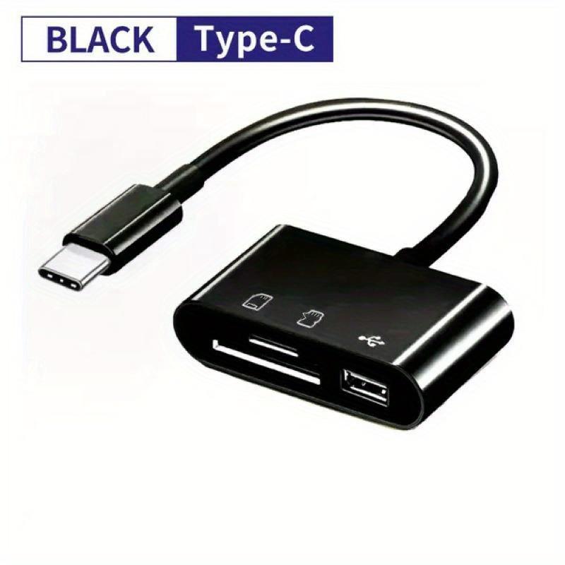 

Адаптер USB Type-C 3 в 1, кардридер TF SD, USB-конвертер чёрный