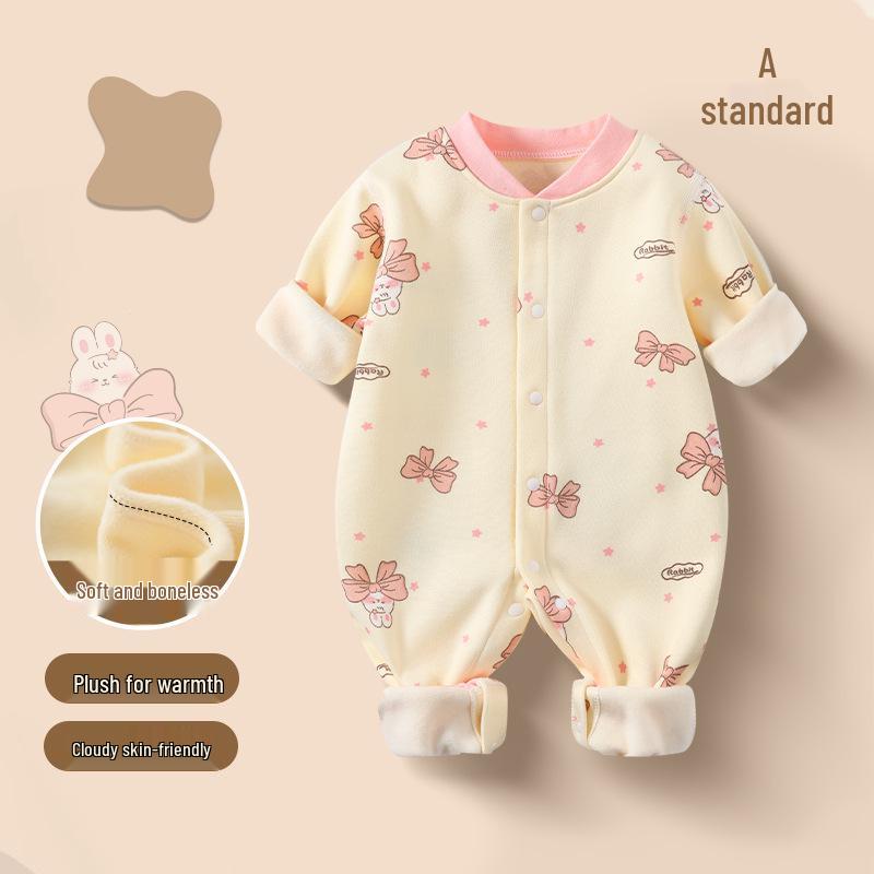 

Флисовый ромпер для новорожденных - Унисекс весенне-осенняя цельная пижама для мальчиков и девочек 66cm