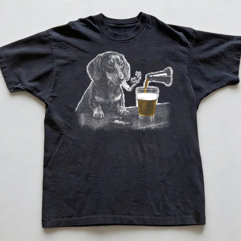 Comfort Colors Dachshund Drinking Beer Shirt, Funny Animal Shirt, Silly Sarcastic Wiener Dog Novelty Meme Tee, Dog Dad Tee, Sausage Dog Top