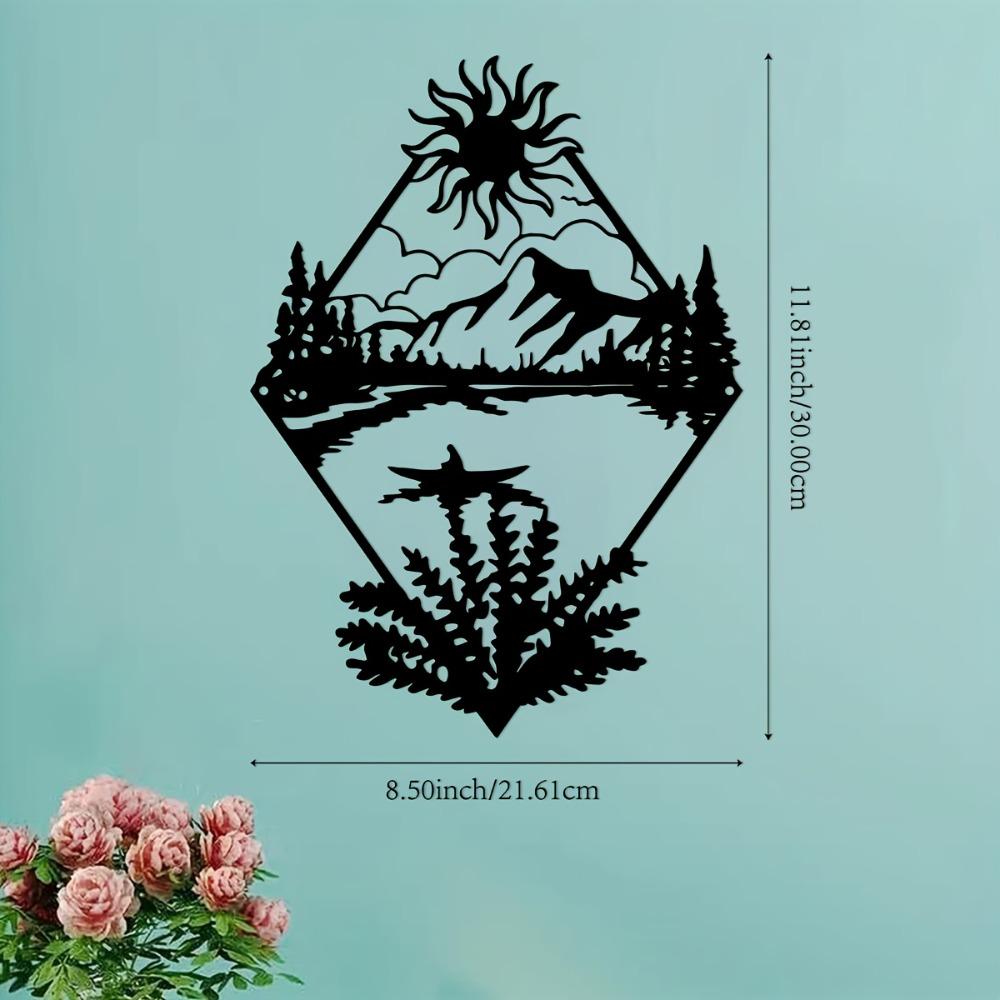 

1pc Metal Wall Art Mountain River Sculpture Rustic Decor for Living Room Bedroom Porch Fence Garden Courtyard Indoor Outdoor 12in