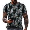Men's Urban Streetwear Graffiti T-Shirt, Black White Gold Letter Print O-Neck Short Sleeve Casual Daily Tops