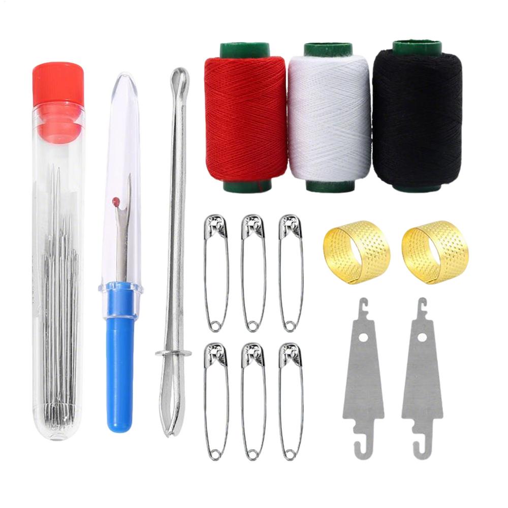 

Sewing Needle Kit Compact Case Big Eye Steel Needles Thimbles Threader Set for Hand Sewing Beginners Professionals Travel Home