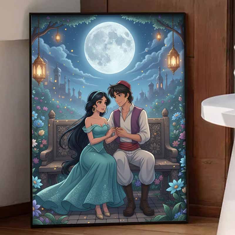 Disney Diamond Painting 5D DIY Aladdin Jasmine Diamond Painting Art Diamond Painting Kit Adult/Beginner Gift Idea Home Decor