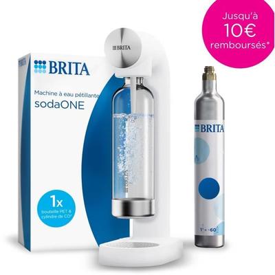 Máquina de soda BRITA - SodaONE Blanca - 1 Botella de 1L y 1 Cilindro de CO2 incluidos