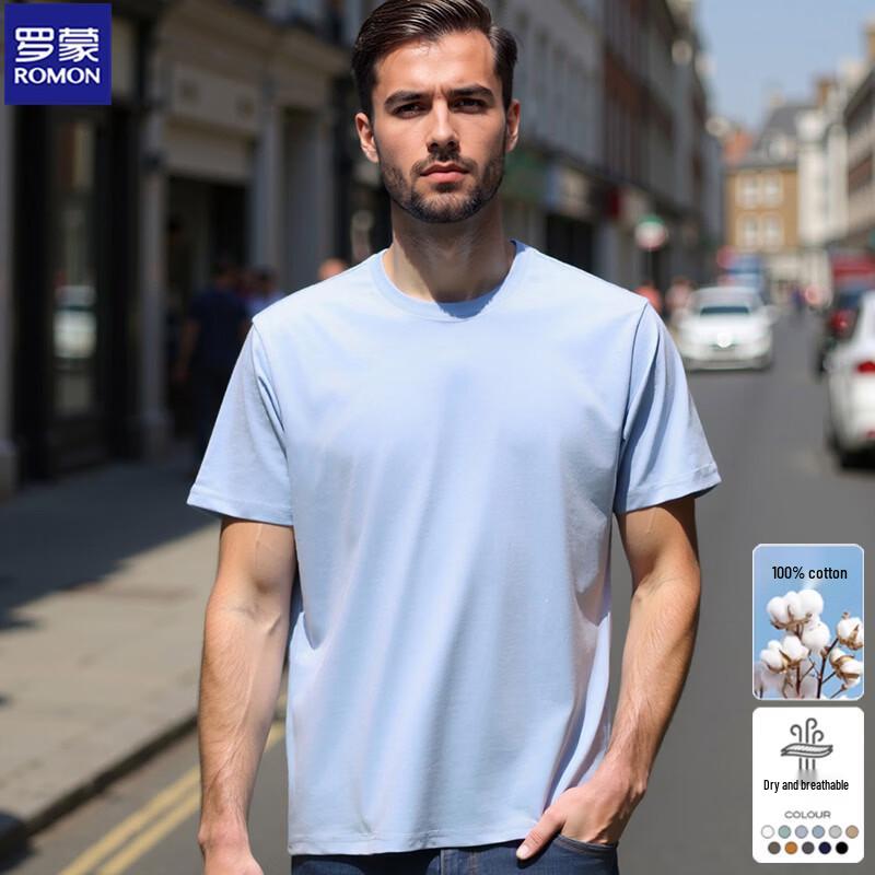 Romon Men s 100 Cotton Short Sleeve Round Neck T-Shirt 2XL 2550₽