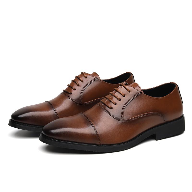 Fashion Big Size Mens Formal Genuine Leather Dress Shoes British Stylish Business Dress Men Flats High Quality Brogues Oxford Shoes Men