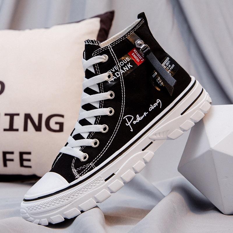 High-top Breathable Casual Fashionable Men s Canvas Shoes 39 чёрный