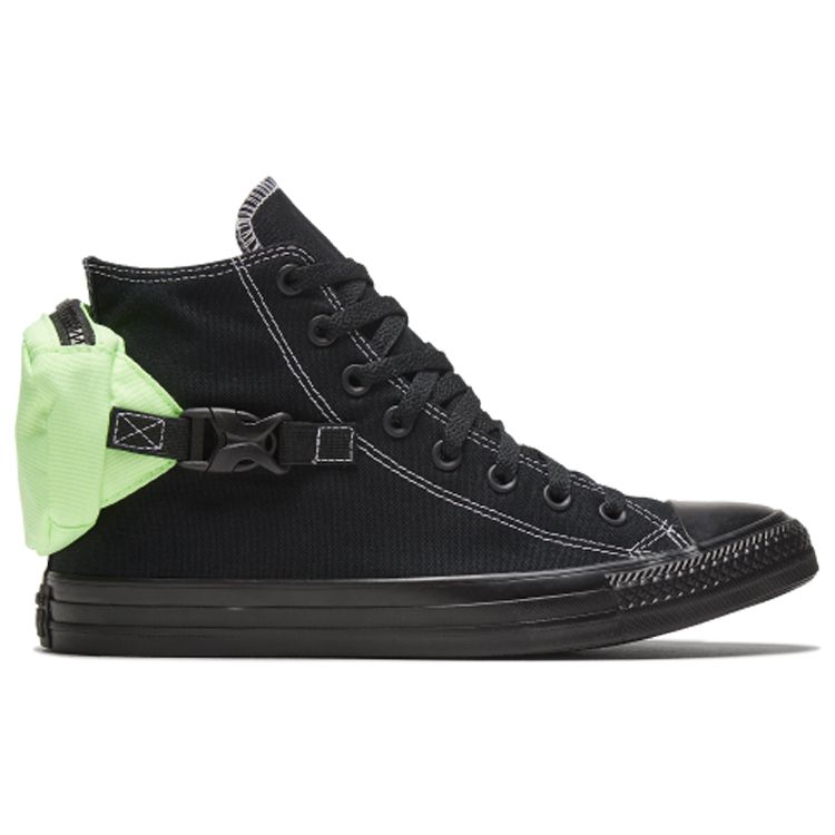 Черные кроссовки унисекс Converse Chuck Taylor All Star Buckle Up High Black Ghost Green — фото 2