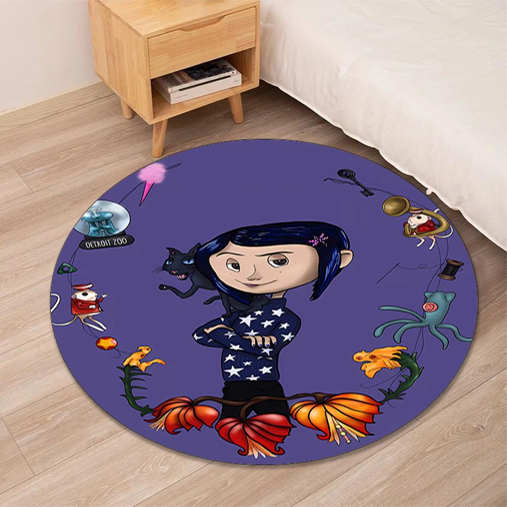 Coraline Printed Round Rug Carpet Chair Rug Area Rug Entryway Doormats,for Office Chair Living Room Bedroom Kitchen Room.