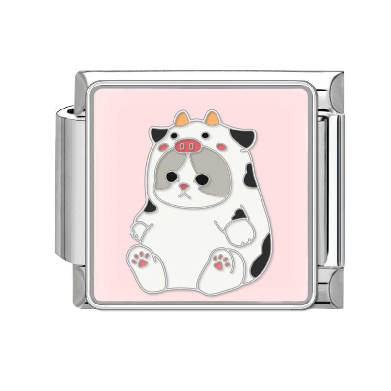 Cartoon Cute Cats Dogs Paw Heart Night Moon Flowers Italian Charm Links Fit 9mm Stainless Steel Bracelet Women DIY Making Gifts