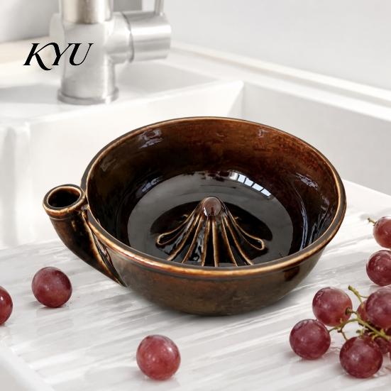 Gift for New Home And Birthday Self Spinning Berry Washing Bowl, 360 Degree Vortex Cleaning Versatile Serving Bowl Snacks Drain Spinner, Ceramic Fruit