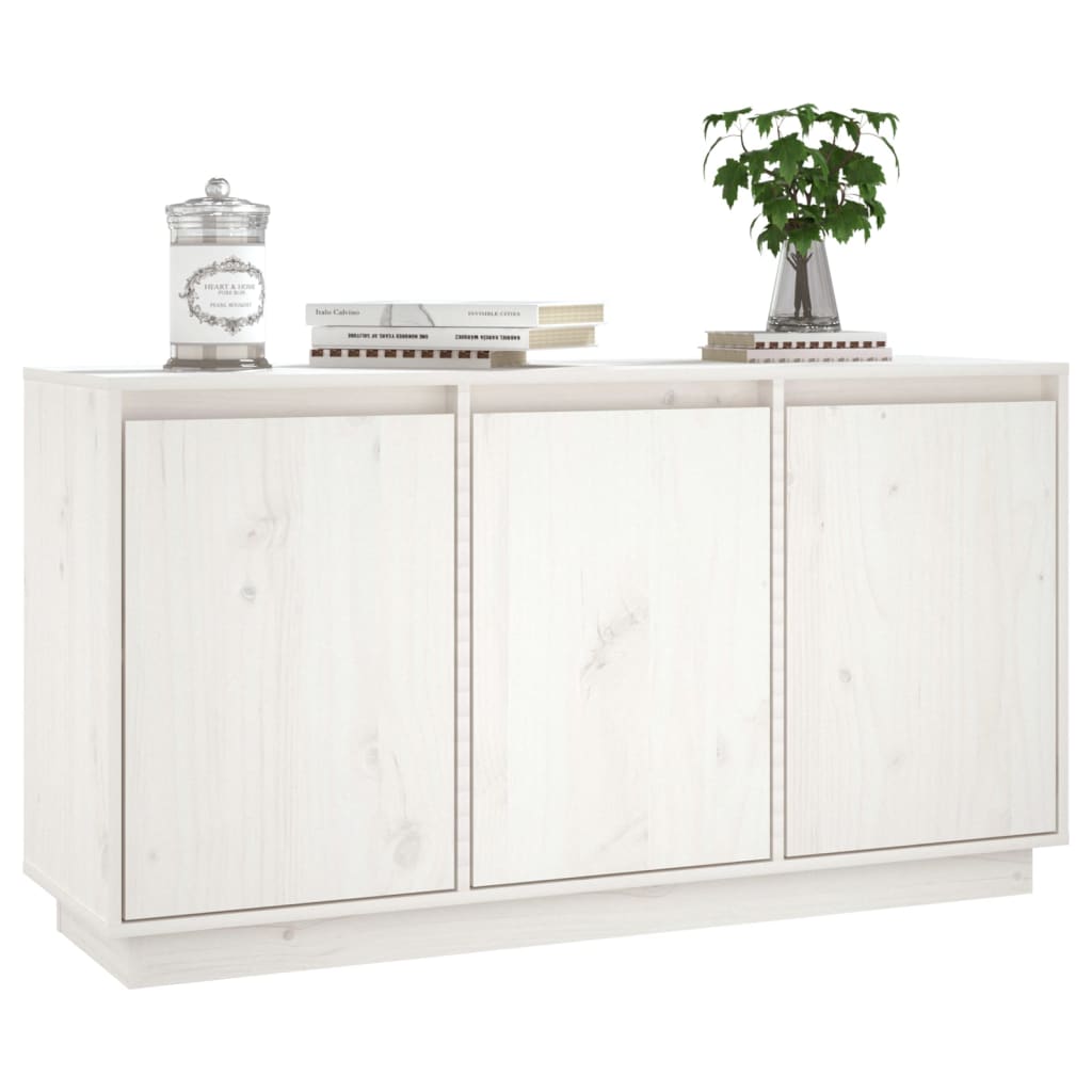 Sideboard White 111 x 34 x 60 cm Solid Pine Wood