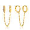 Yori Hot Style Shiny White Cubic Zircon Double Ring Tassel Dangle Earrings 18K Gold PVD Plated Waterproof Daily Jewelry Gift