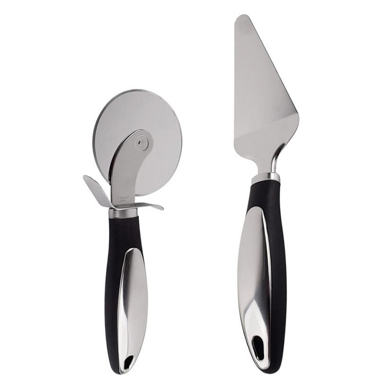 2PCS Pizza Wheel Cutter And Pie Server - Non-Slip Handle, Sharp Stainless Steel Pizza Slicer Outdoor Tableware