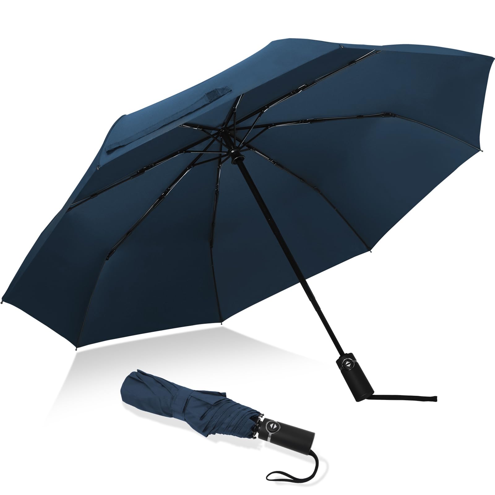 

Prezon складной автоматический один различный тайфун дождливый сезон супер вода складной высокопрочный стеклянный большой как для солнечной, так и для дождливой погоды поставляется с местом для хранения тёмно-синий