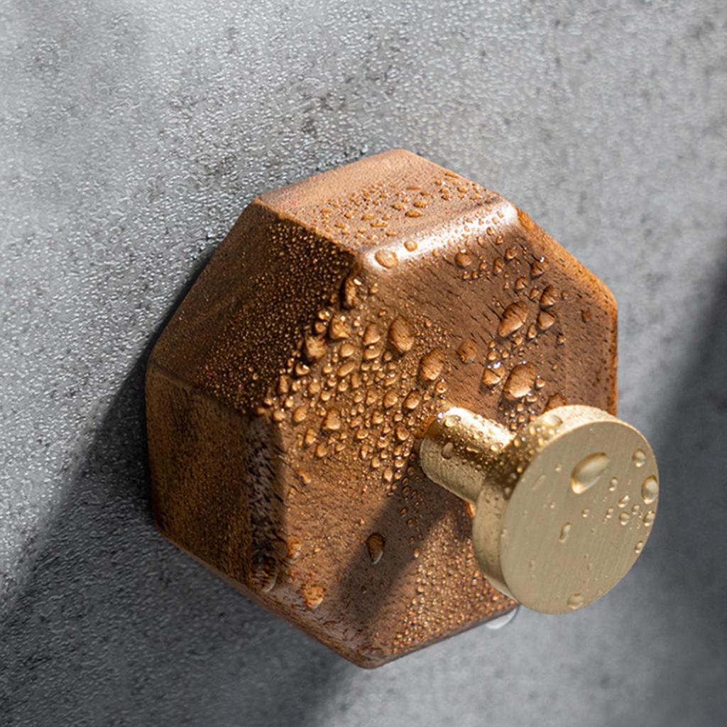 Wood & Metal Wall Hook Hat Hanger Easy Install Wall Mount Wooden Peg Knob Walnut Cute Simple Modern Small Room Decor