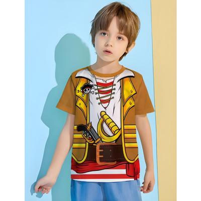 Pirate Captain T-shirt for a Boy Child Tee Shirt Children Children's Blouse 2024 Kids Spring Clothes Tops Baby Summer Clothes