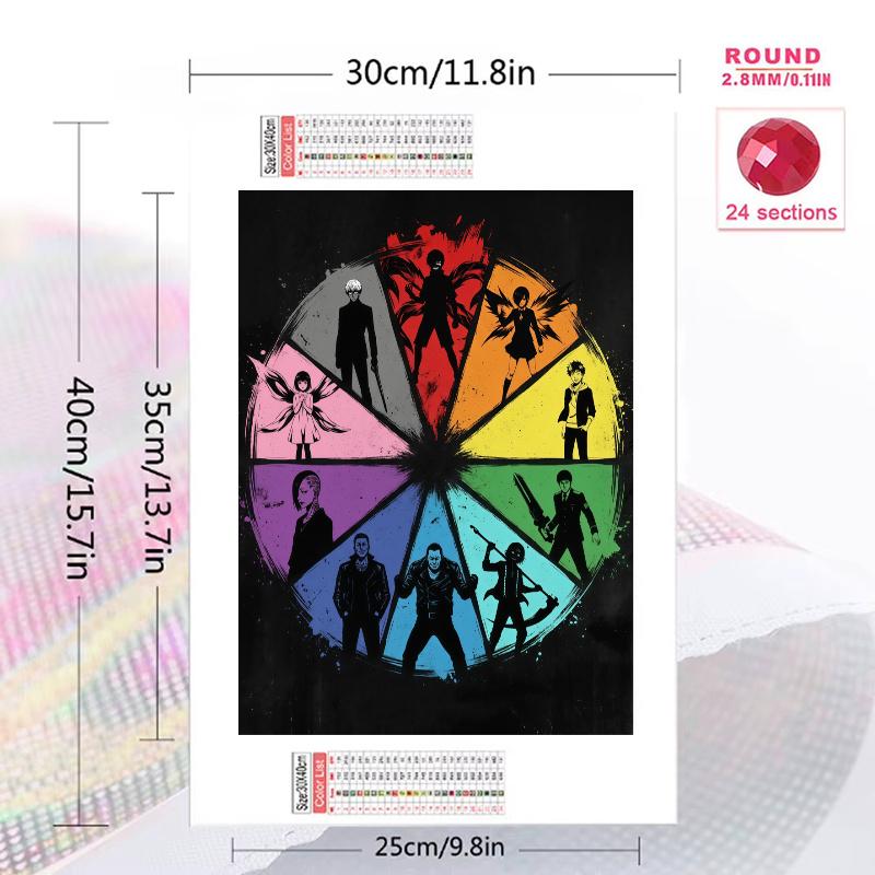 Tokyo Ghoul Character Collage Set Pattern 3pcs 100% Round Full Drill 5D DIY Diamond Painting Embroidery Cross Stitch Rhinestone Décor