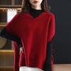Women Knitting Waistcoat V-neck Sleeveless Knitting Tops Solid Color Loose Fit Breathable Casual Knitwear Daily Wear