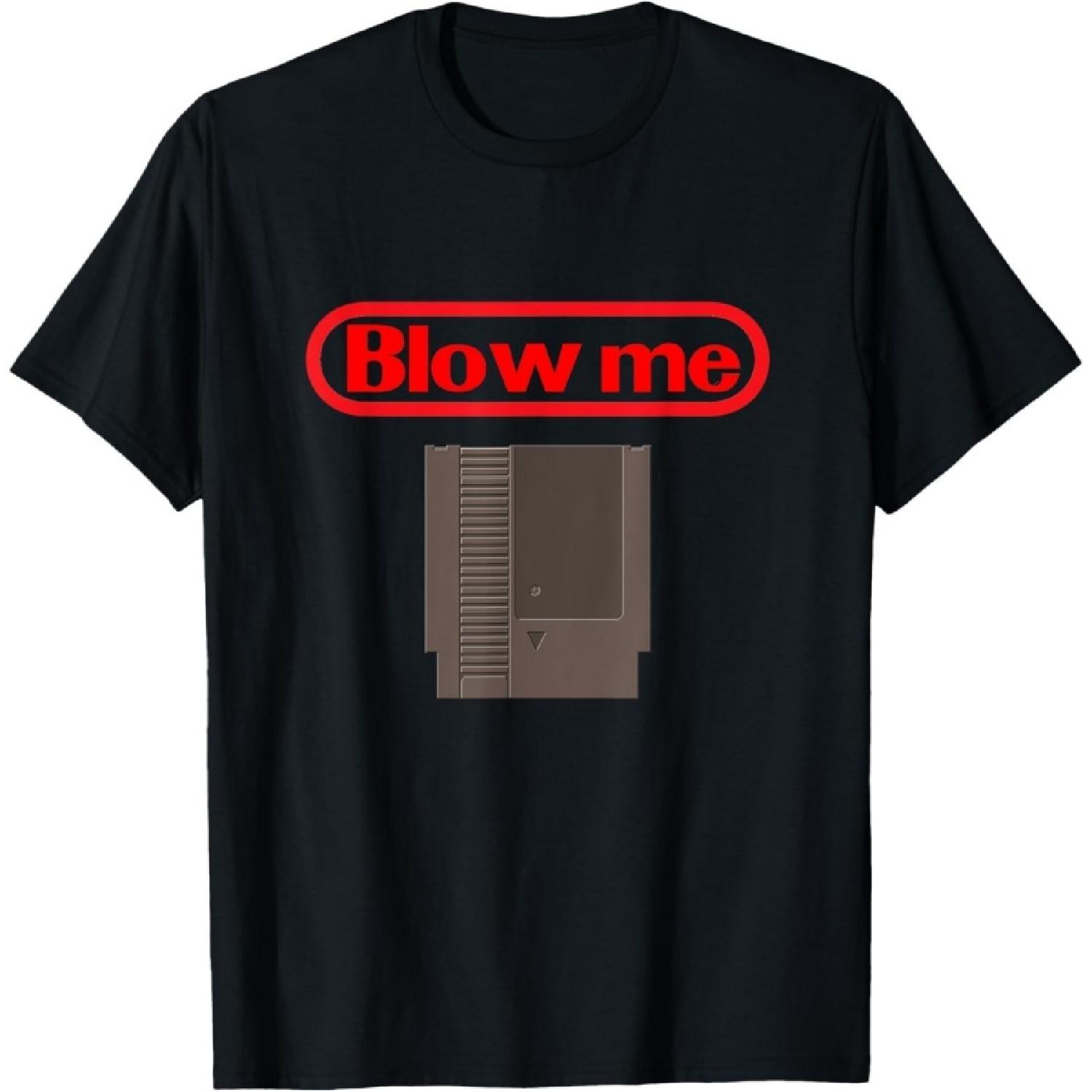 IKYDDY Blow Me Retro Video Game Old School Gamer T-Shirt S