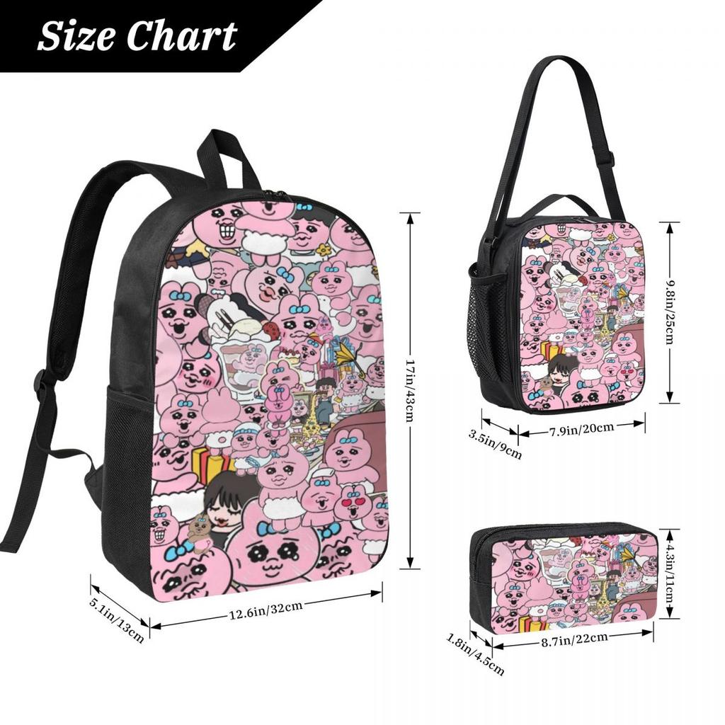 3Pcs Opanchus Cute Usagis Bunny Backpack Set for Children Pencil Boxes Bookbag Sets with Lunch Box For School Students Daypack