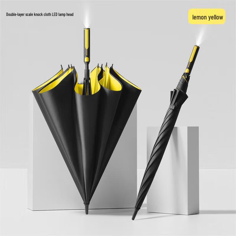 Xur qing Automatic Double-Layer Long Handle Umbrella with LED Light