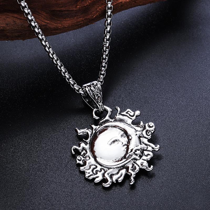 Sun and Moon Embrace Retro Trendy Jewelry Pendant Necklace