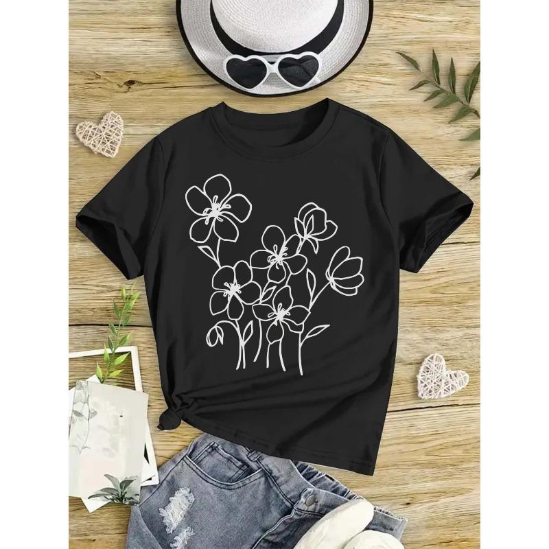 European sizes Girls Print T-Shirt 164cm чёрный
