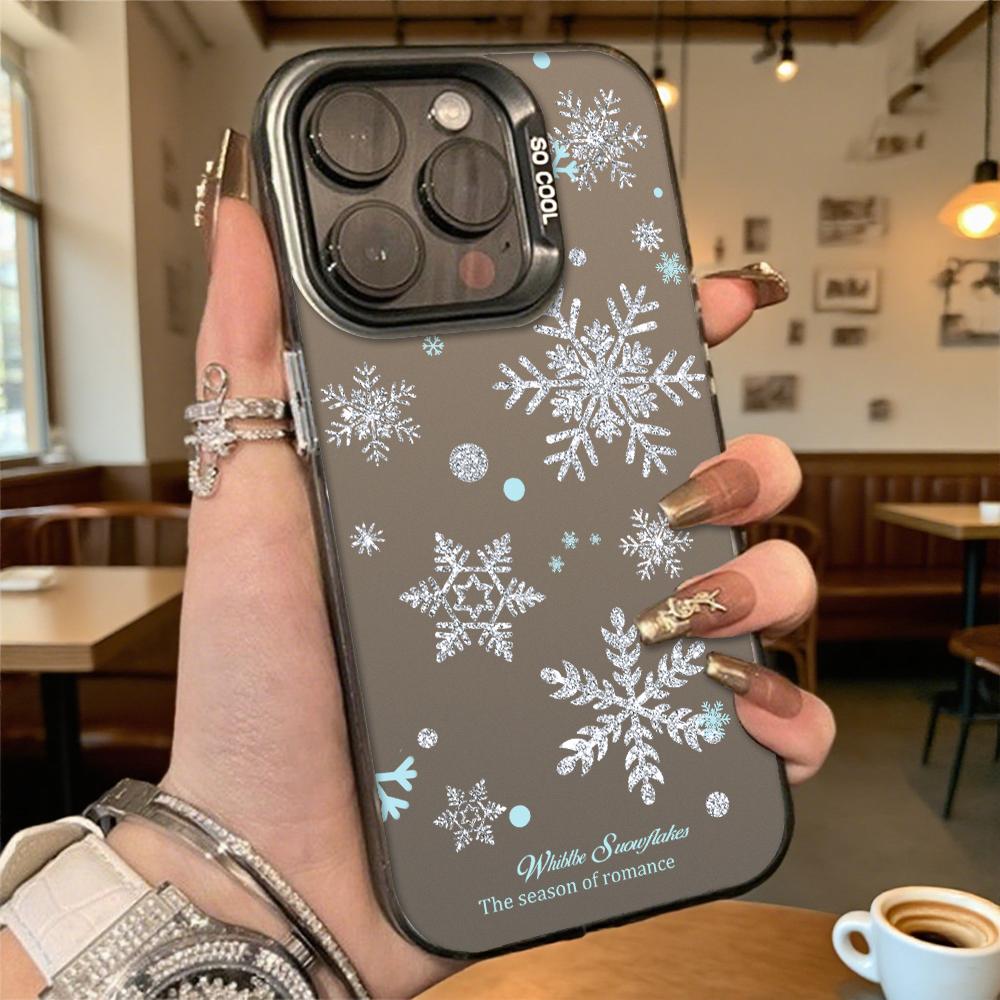 Silver Snowflakes Shockproof Phone Case for Iphone 16 15 14 13 12 11 Pro Max/Mini Anti-Scratch Premium Hard Cover