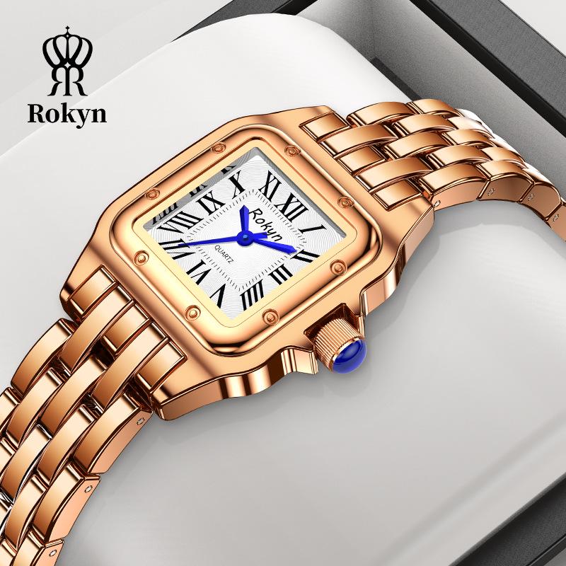 Роскошные женские квадратные водонепроницаемые кварцевые часы