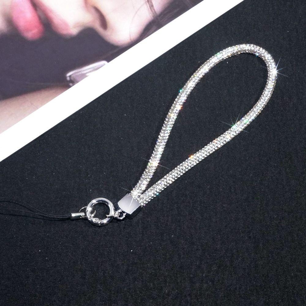 Luxury Keychain Rhinestone Phone Lanyard Bright Bling Bling Glitter Wrist Straps Hanging Cord Phone Accessories