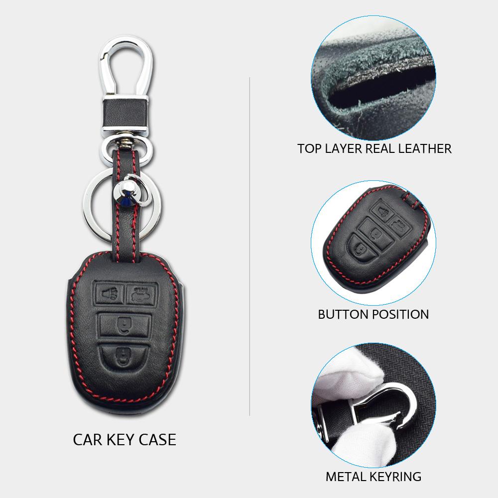 Leather Car Key Cover Bag For Toyota Corolla Camry Highlander Prius Rav4 Sequoia Tacoma Tundra Remote Fobs Shell Protector Cases