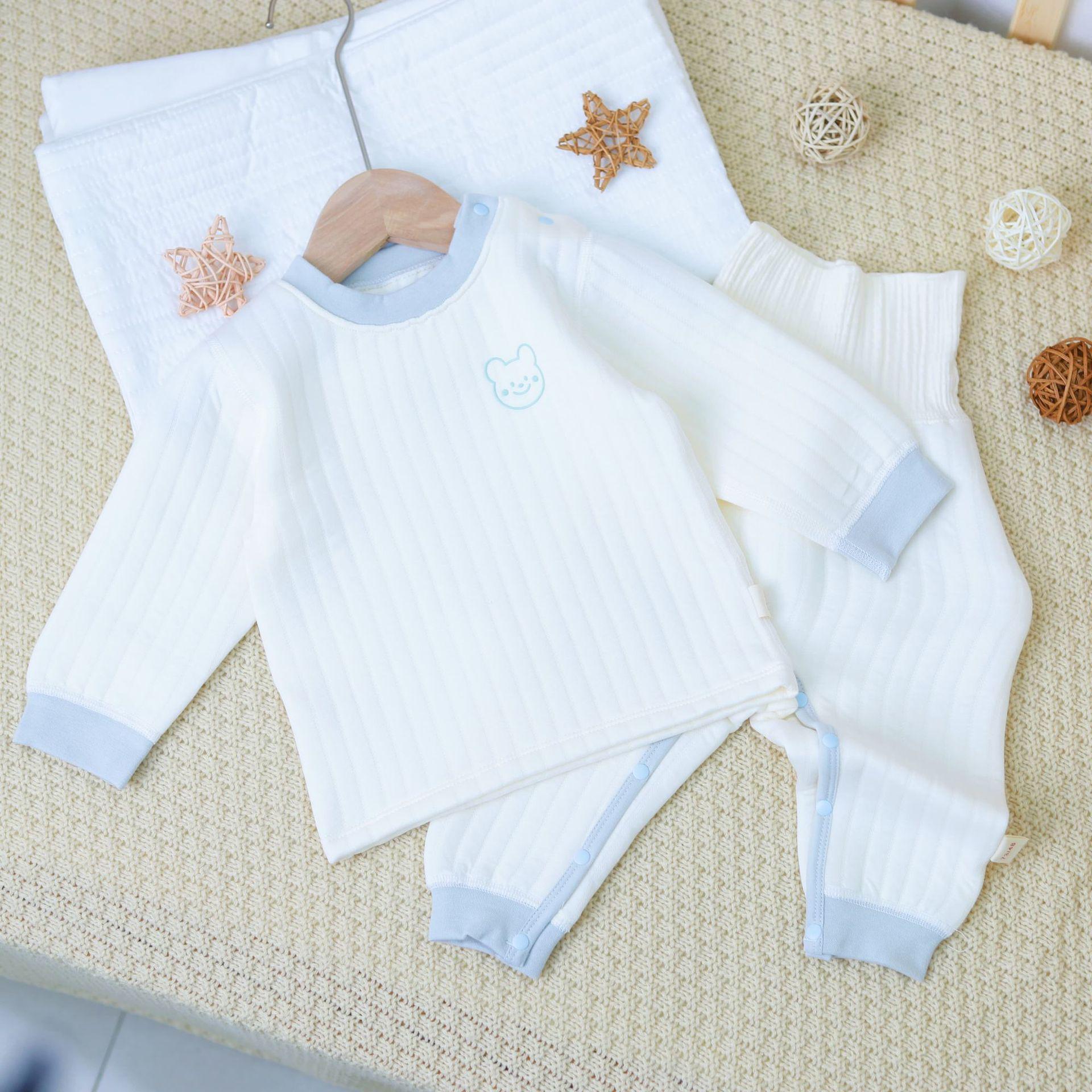 

Унисекс Теплый Дышащий Детский Костюм: Бесшовный комплект для малышей с высокой талией на осень/зиму Size 80