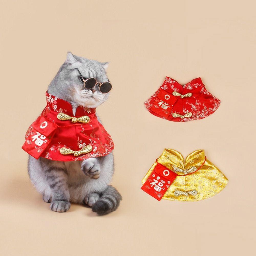 Tang Dynasty Dress Costume Pet Collar New Year Pet Dress Up Cat Vest Cat Cloak Pet Coat Cat Cape