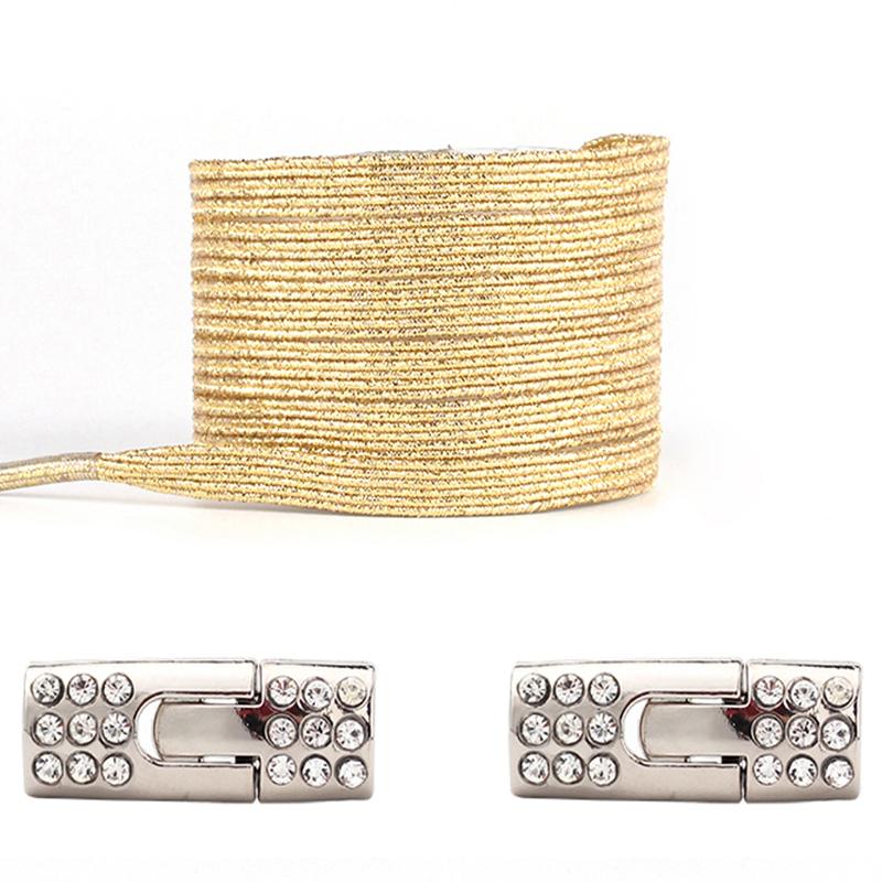 Colorful Diamond Buckle Elastic No-Tie Shoelaces Pearl Detailing Sneaker Shoelaces for Kids & Adults Easy Slip-On Shoe Laces