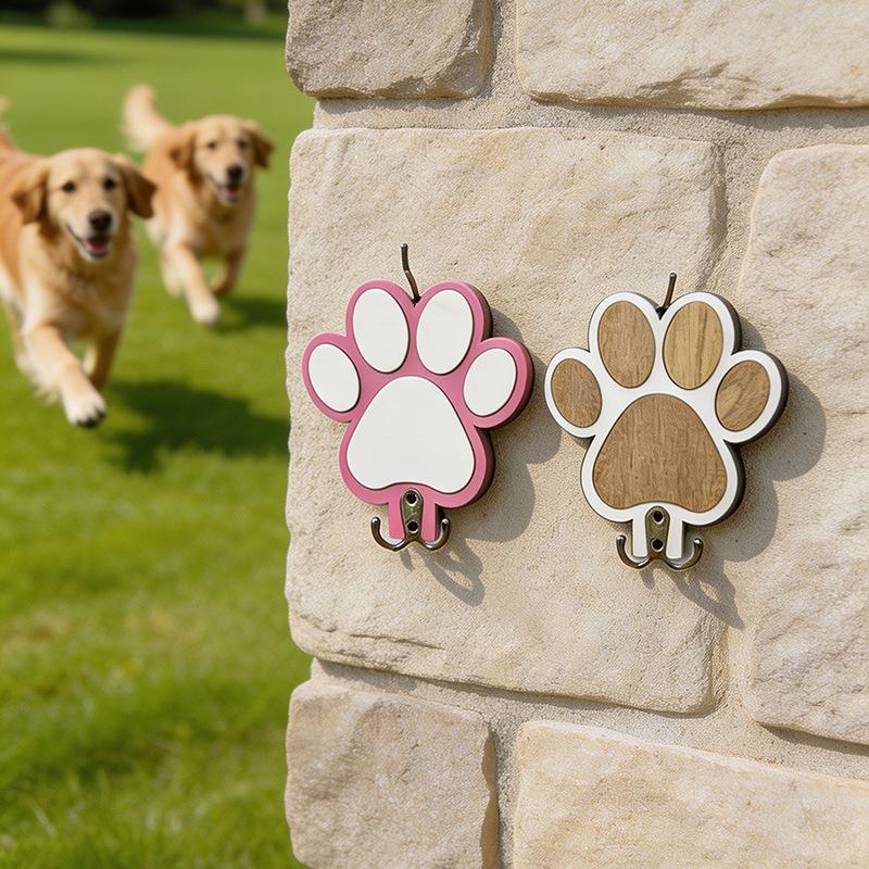 Functional Wooden Paw Print Hook Organizer for Hats Towels Suited for Any Room
