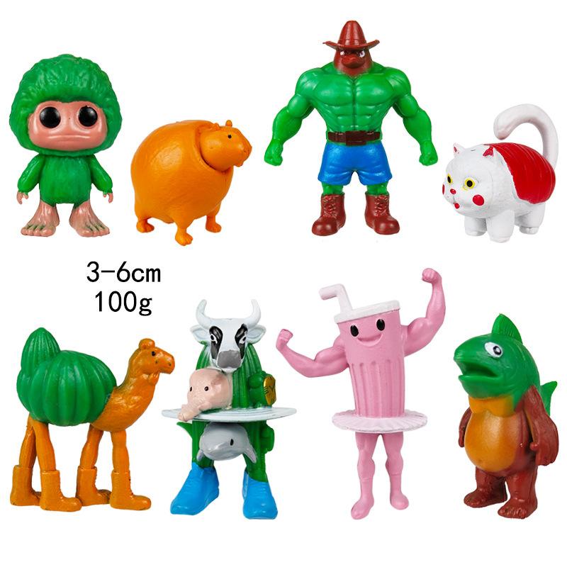 Tung Tung Sahur Conjunto de Figuras de Anime 3D Monstro Híbrido Criativo Brinquedo Modelo Decoração Presente para Crianças Estátua Miniatura de PVC Colecionável