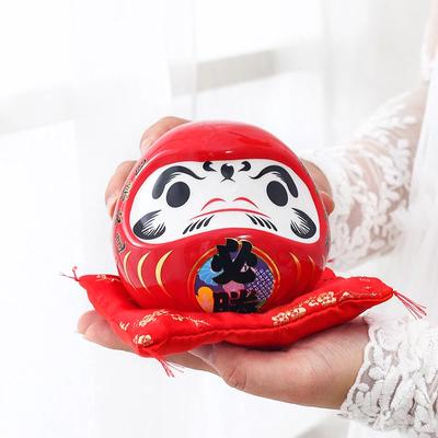 Figurina Daruma Giapponese in Ceramica da 4,5 pollici, Figura Feng Shui Ornamento Zen, Salvadanaio Portafortuna, Decorazione da Tavolo per la Casa