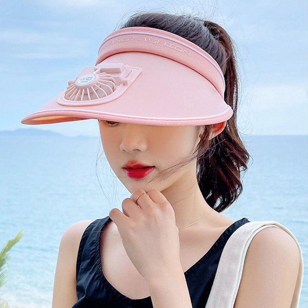 With Fan Fan Sun Hat Wide Brim Visors Outdoor Panama Cap  Camping Hiking